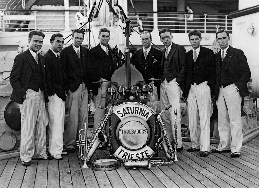 Cruise Ship Band Photograph by Underwood Archives