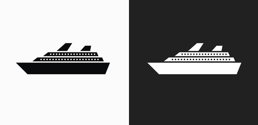 Cruise Ship Icon on Black and White Vector Backgrounds Drawing by Bubaone