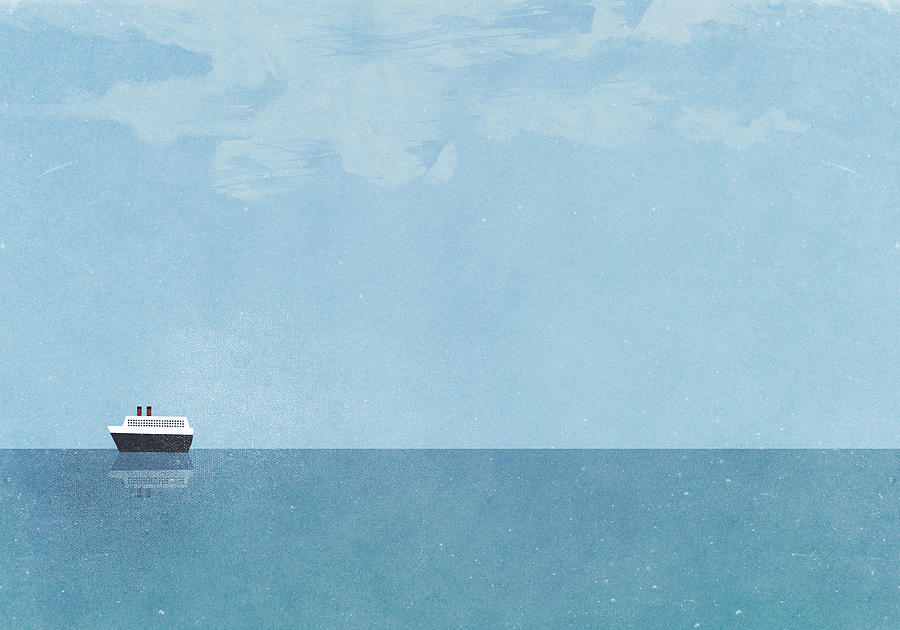 Cruise ship moving on sea against blue sky Drawing by Malte Mueller