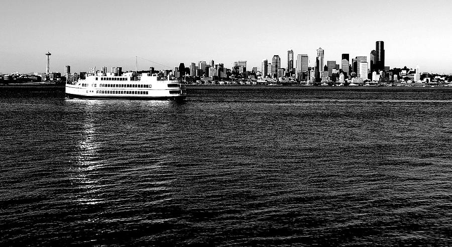 Cruising Elliott Bay Black and White Photograph by Benjamin Yeager