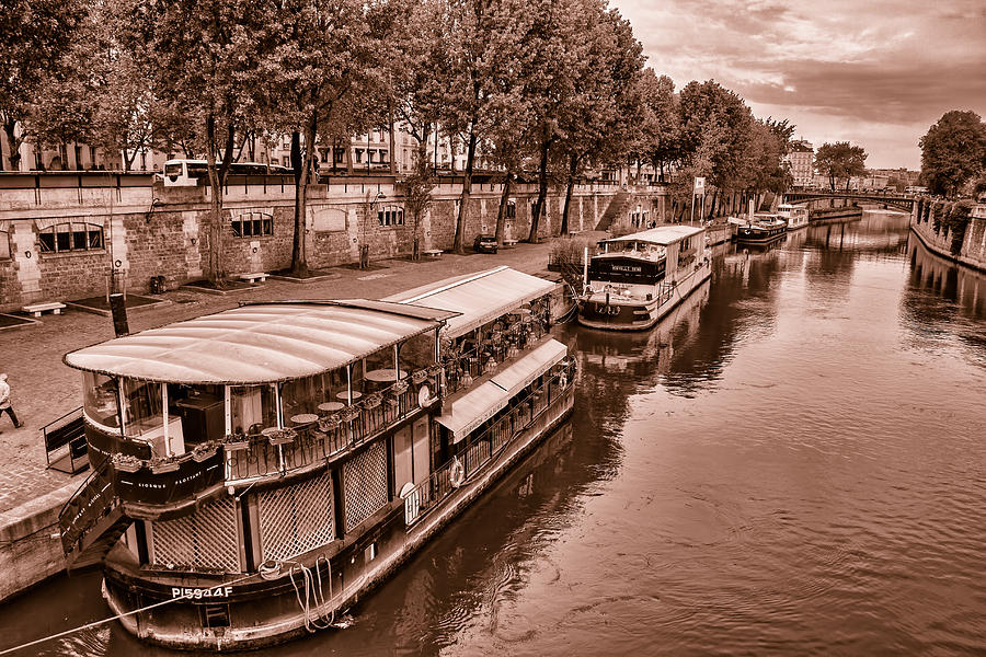 Cruising the Seine Toned Photograph by Georgia Clare