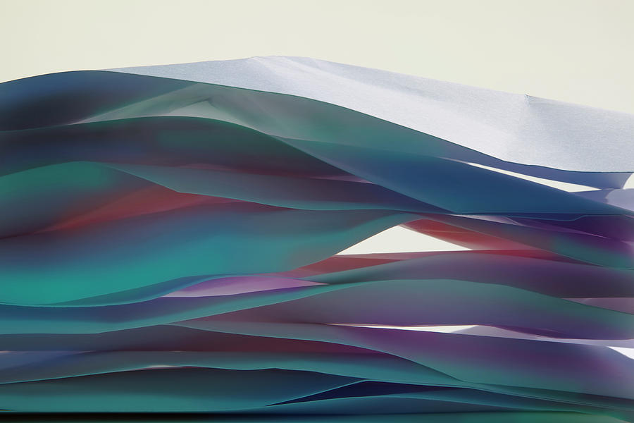 Crumpled Paper With Colored Shadows Photograph by Paul Taylor