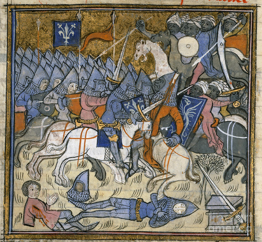 Crusaders Fighting Saracens Photograph by British Library