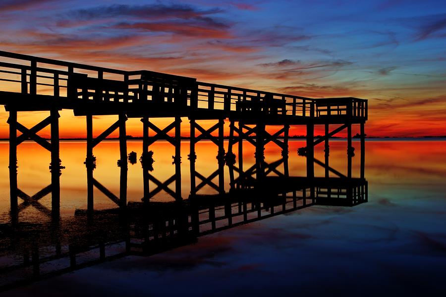 Crystal Beach Pier at Sunset V Photograph by Daniel Woodrum