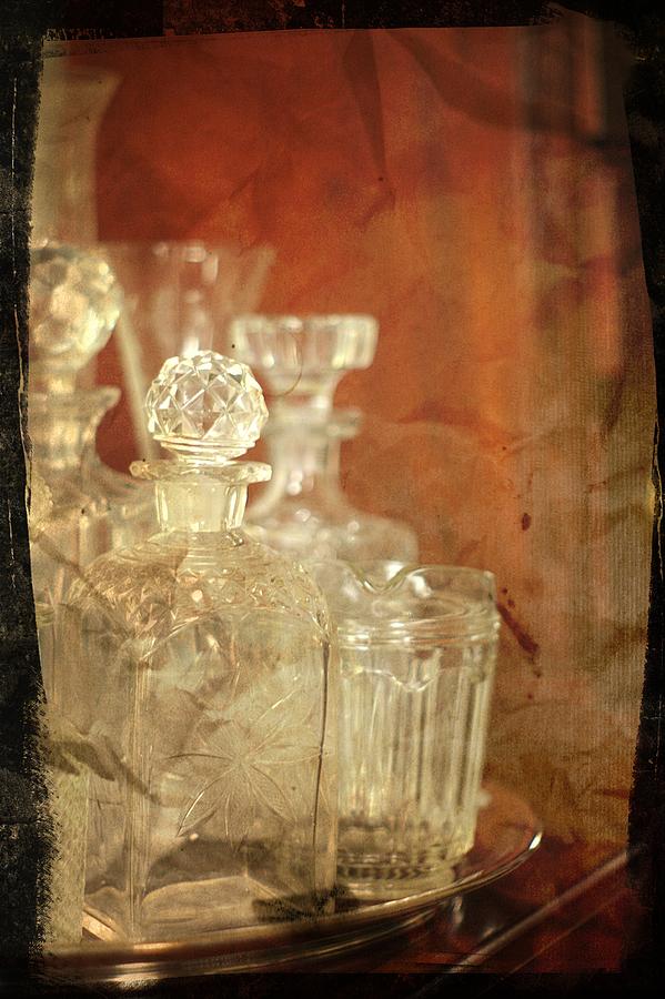 Crystal Bottles On A Silver Tray Photograph by Suzanne Powers