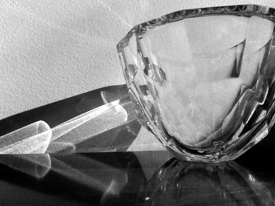 Crystal Bowl in Sun Black and White Photograph by Mary Bedy