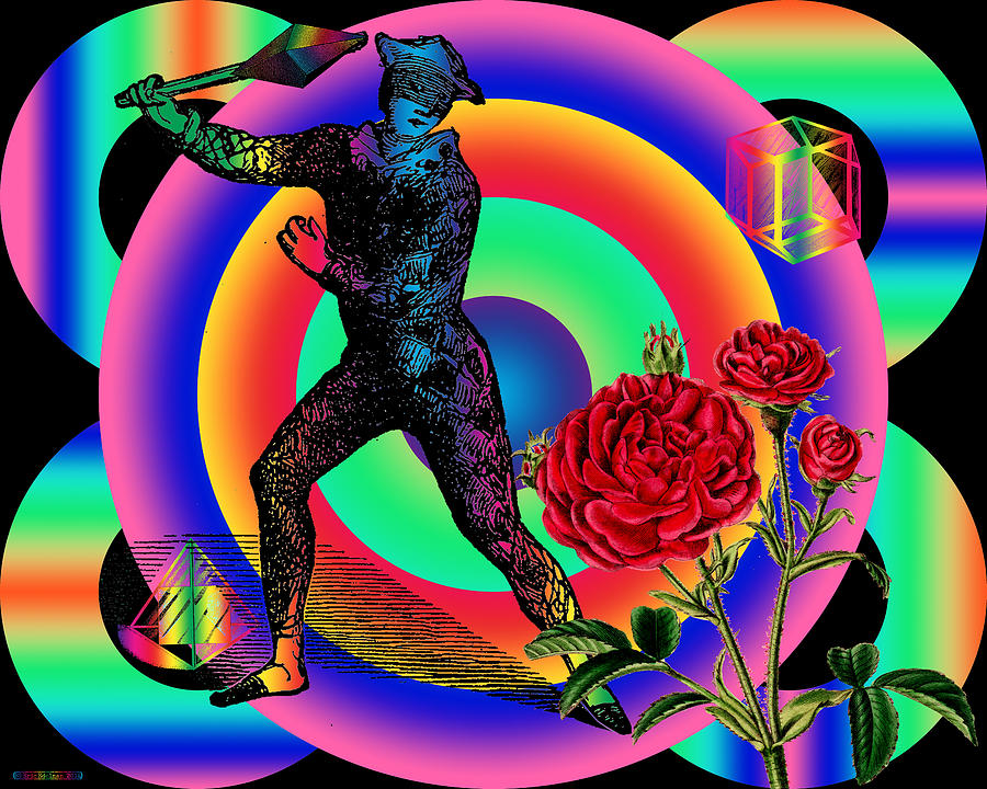 Crystal Harlequin Versus The Rose Digital Art