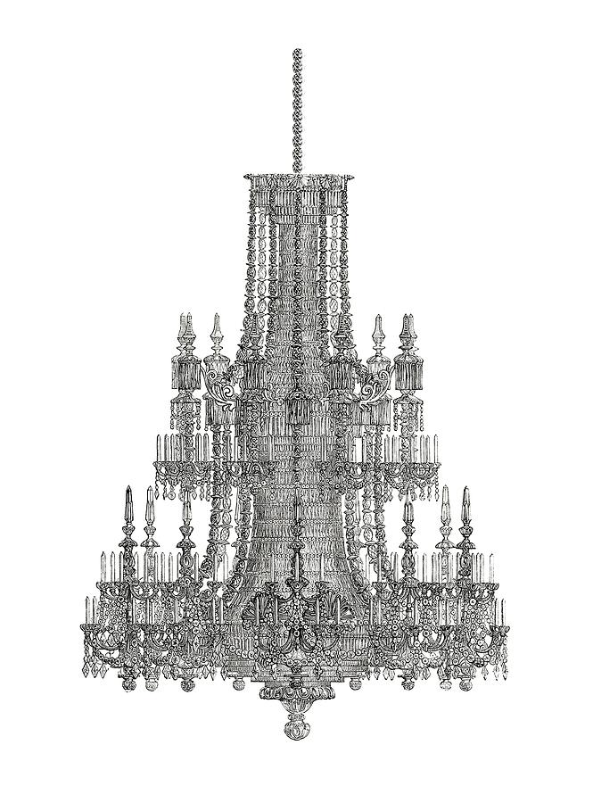 Crystal Palace Chandelier In Black And White Photograph by Suzanne ...