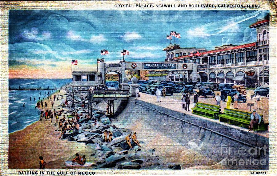 Vintage Photograph - Crystal Palace - Galveston - Vintage Postcard Art by Audreen Gieger