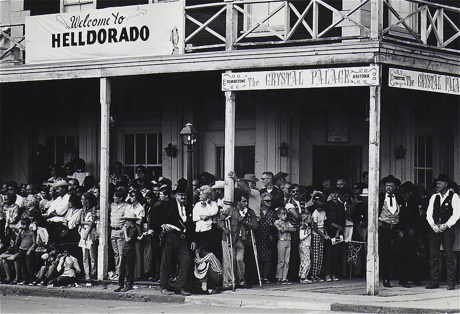 Crystal Palace Saloon spectators watching parade Helldorado Days Tombstone Arizona 1970 Photograph by David Lee Guss