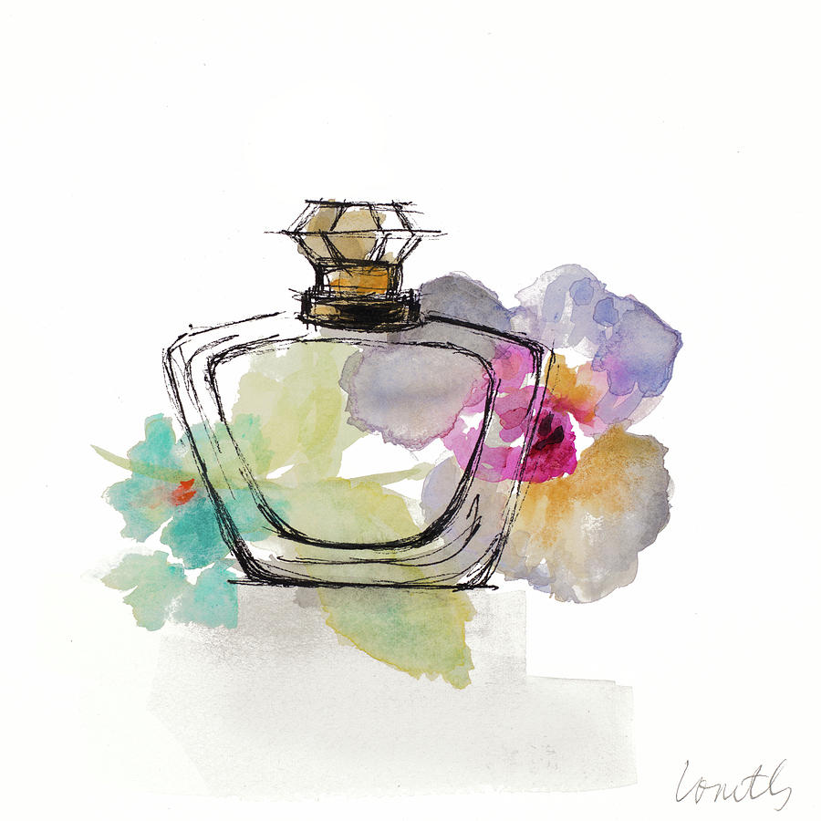 Perfume Painting - Crystal Watercolor Perfume  Square I by Lanie Loreth