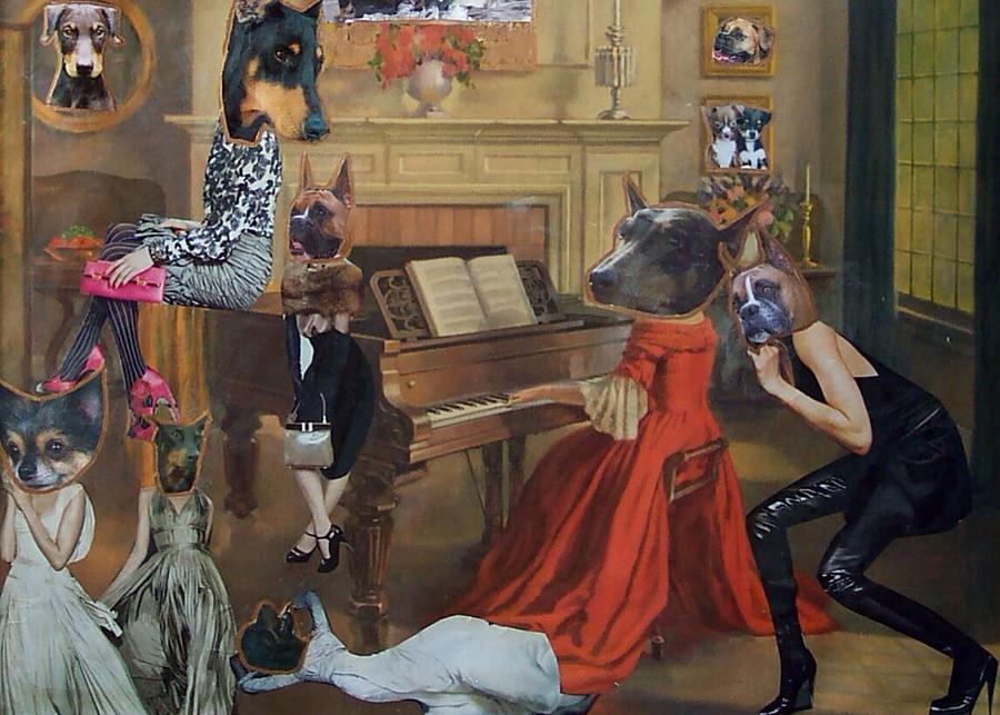 CSCR 16 Dogs head on beautiful Women Painting by Lisa Piper