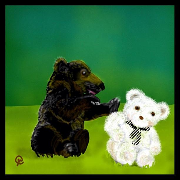 Digitalart Photograph - Cub And Teddy 6/17/13 by Michelle Cronin
