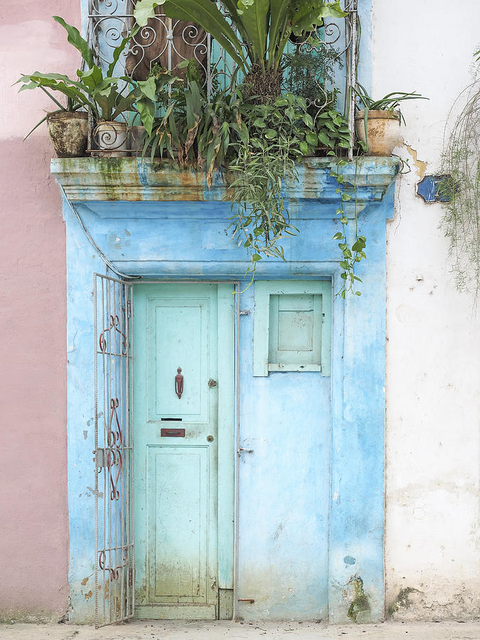 Cuba - Aqua Blue Door Image Art By Jo Ann Tomaselli Photograph by Jo Ann Tomaselli
