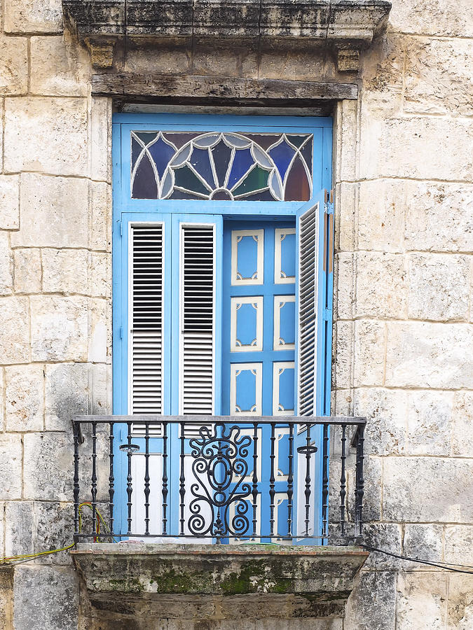 CUBA - BLUE-WHITE DOOR IMAGE ART by JO ANN TOMASELLI Photograph by Jo Ann Tomaselli