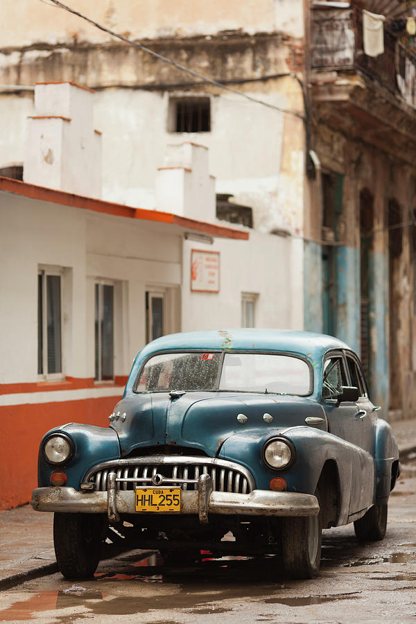 Car Photograph - Cuba, Havana, Havana Vieja, Morning by Walter Bibikow