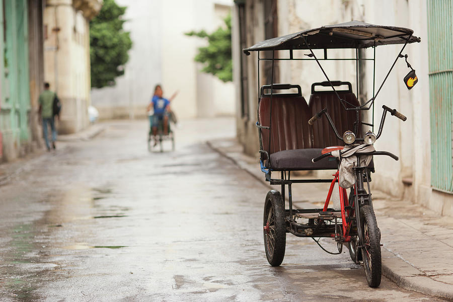 City Photograph - Cuba, Havana, Havana Vieja, Pedal Taxi by Walter Bibikow