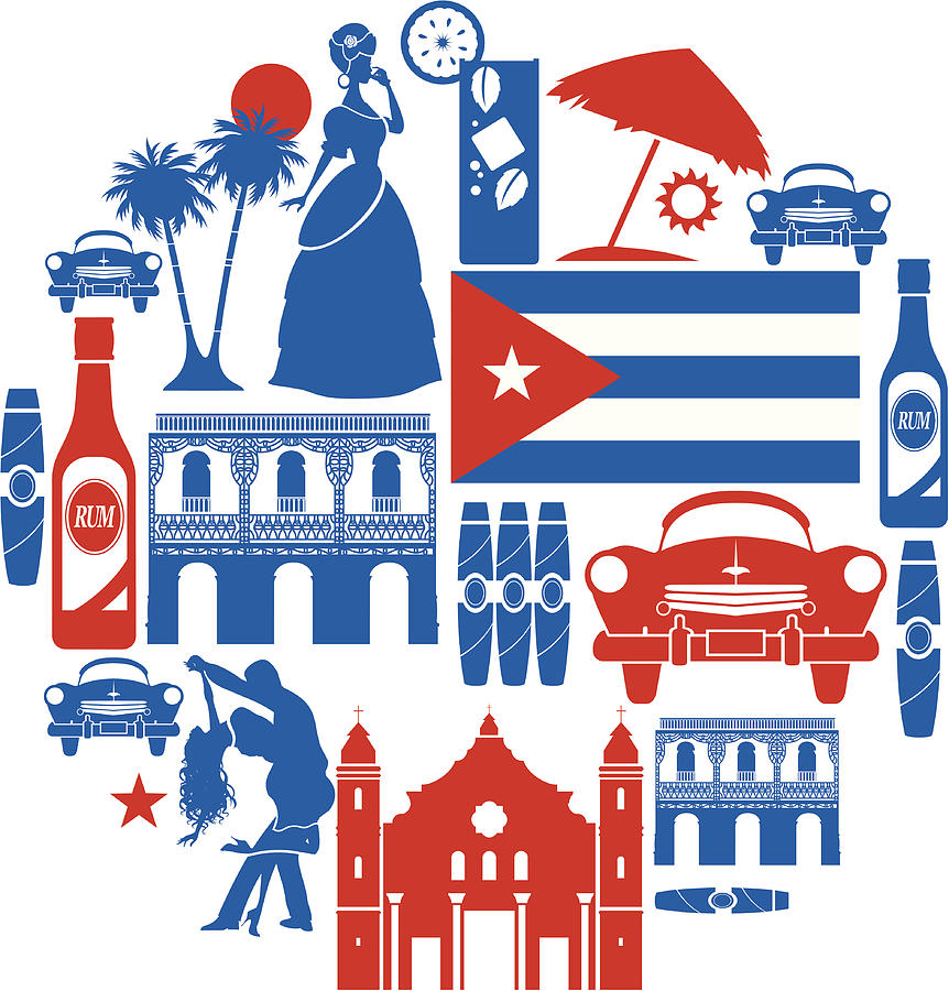 Cuba icon Set Drawing by TheresaTibbetts