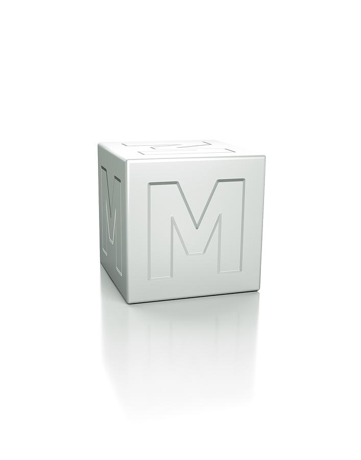 Cube Photograph - Cube With The Letter M Embossed by David Parker/science Photo Library