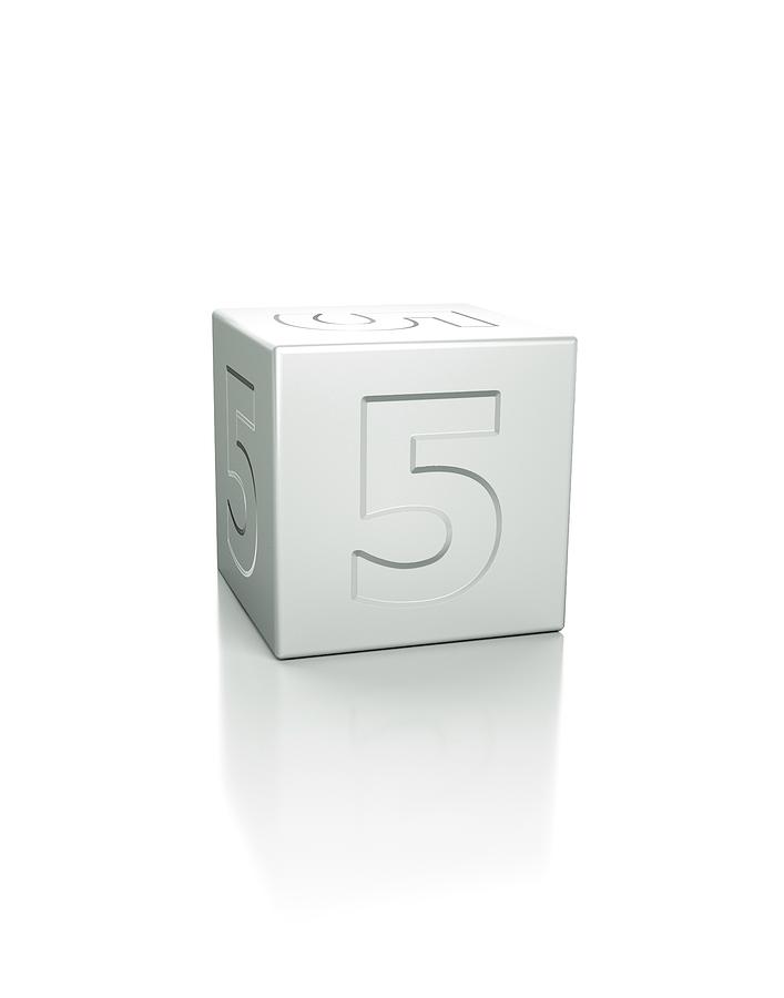 Cube Photograph - Cube With The Number 5 Embossed by David Parker/science Photo Library
