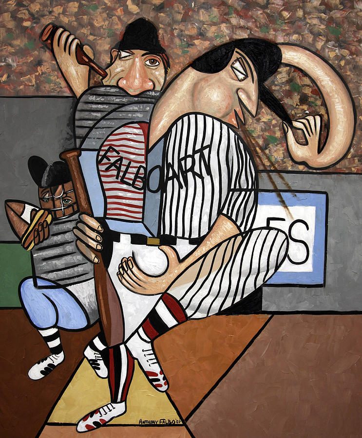 Baseball Painting - Cubist Baseball by Anthony Falbo