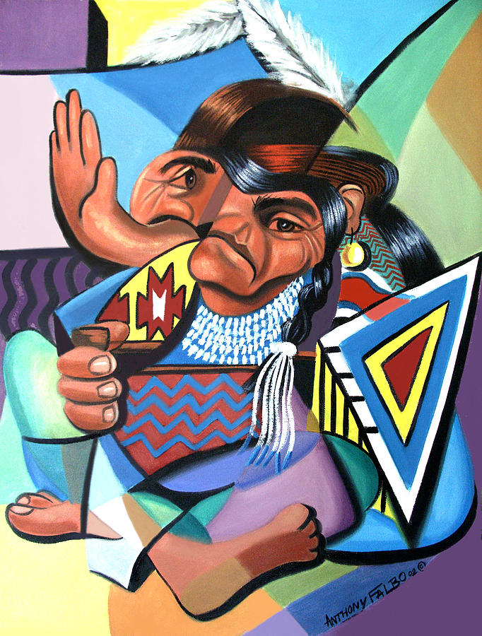 Anthony Falbo Painting - Cubist Indian  by Anthony Falbo