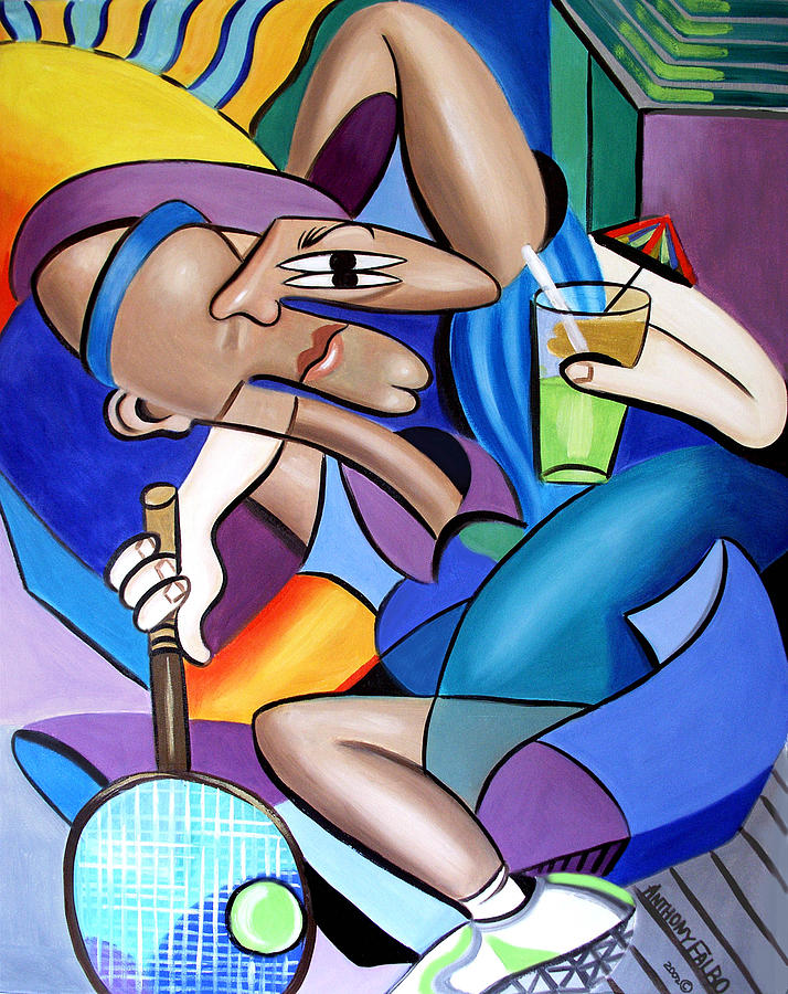 Tennis Painting - Cubist Tennis Player by Anthony Falbo