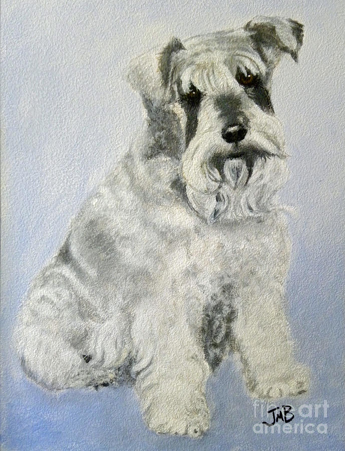 Dog Painting - Cuddles by Janice M Booth