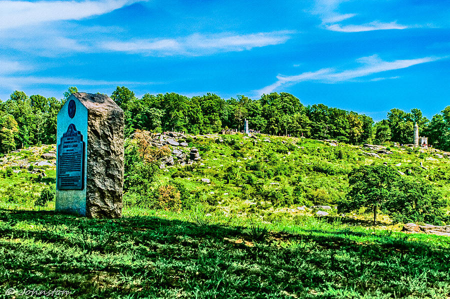 Gettysburg National Park Digital Art - Culps Hill and Cemetary Ridge Gettysburg Battleground by Bob and Nadine Johnston