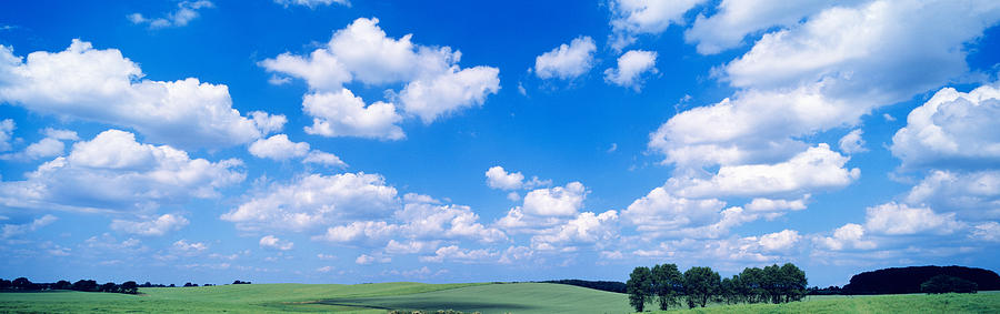 Cumulus Clouds With Landscape, Blue Photograph by Panoramic Images ...