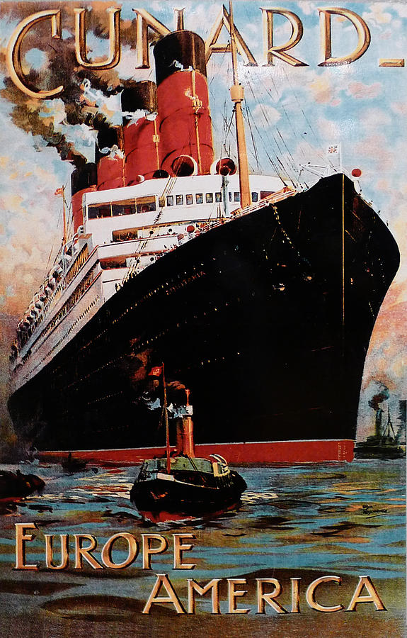 Cunard  Poster from Europe to America Photograph by Richard Reeve