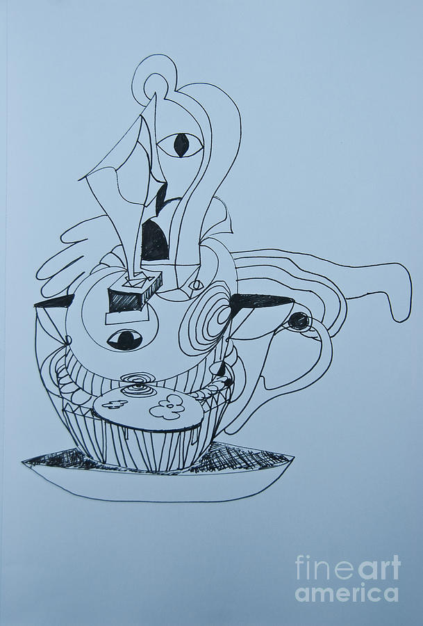 Cup Cake - Doodle Painting by James Lavott