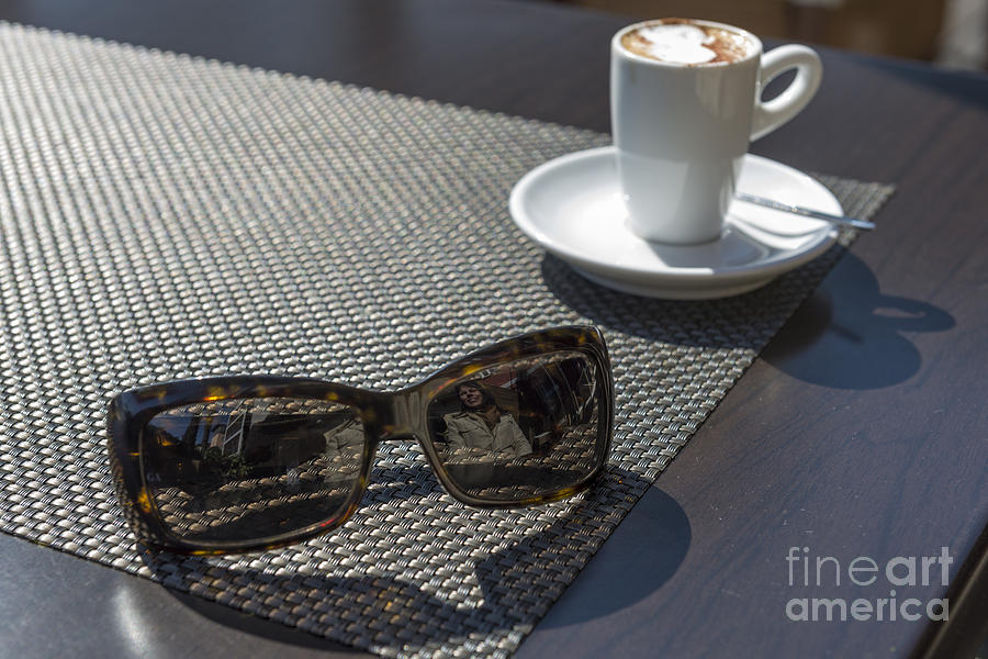 Coffee Photograph - Cup of coffee and sunglasses by Mats Silvan