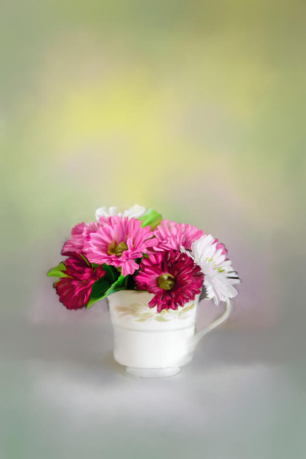 Cup of Flowers Painting by Mary Timman