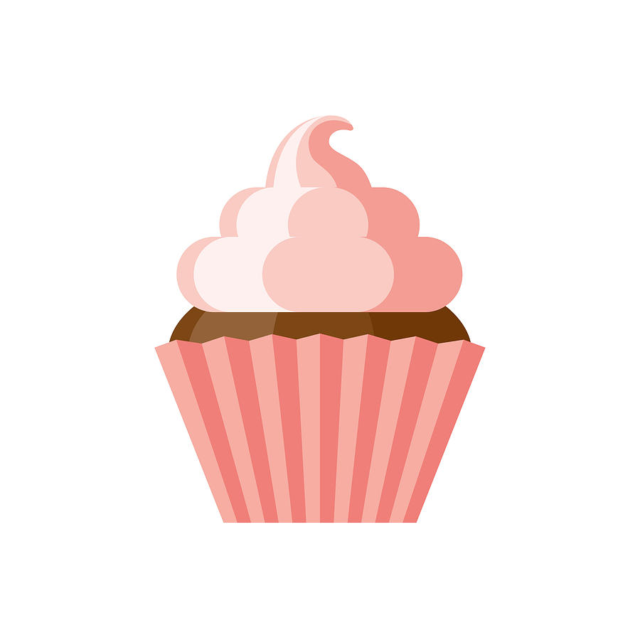 Cupcake Flat Design Dessert Icon Drawing by Bortonia