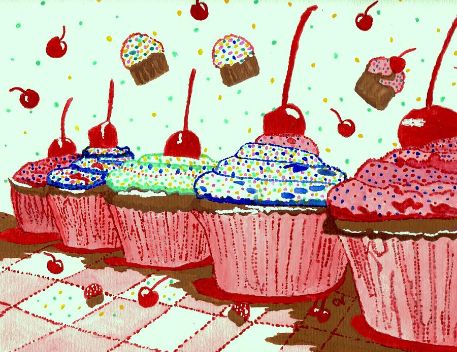 Cupcake Heaven Painting by Connie Valasco