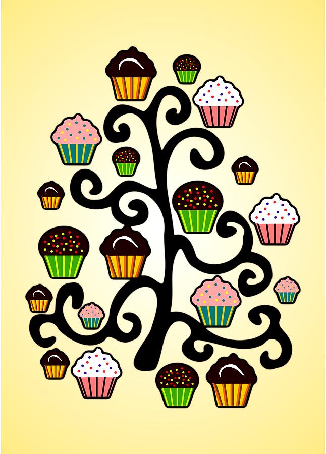 Cake Digital Art - Cupcake Tree by Anastasiya Malakhova