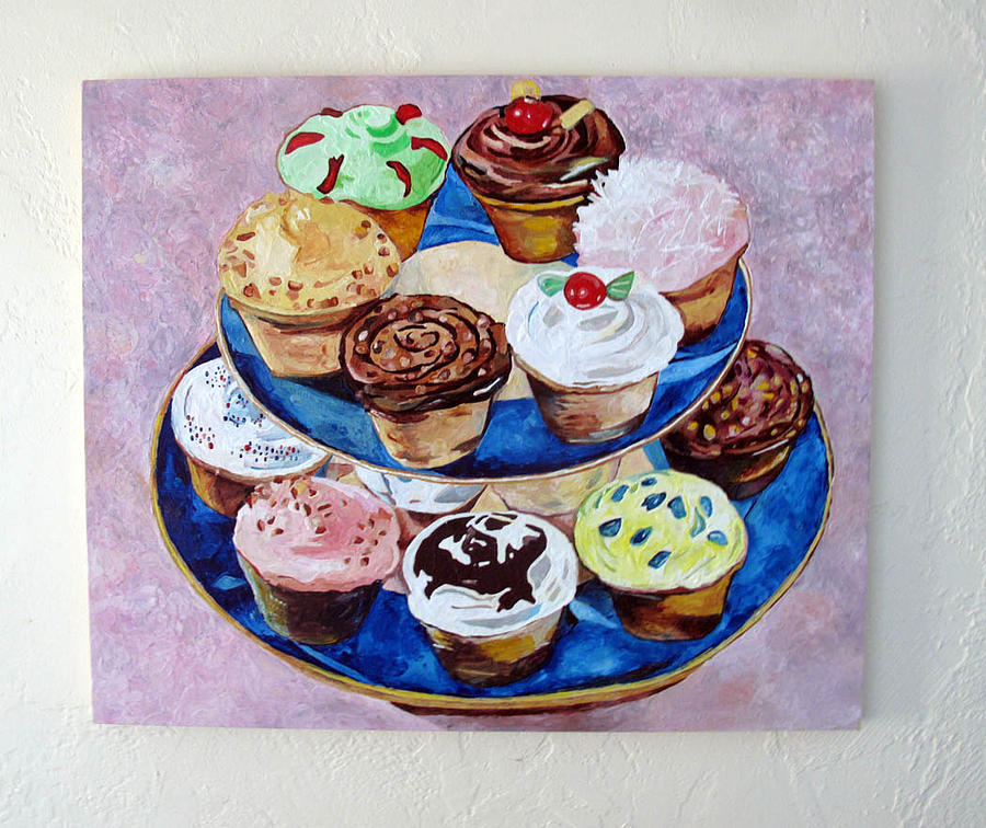 Desert Painting - Cupcakes by Marianne Clancy