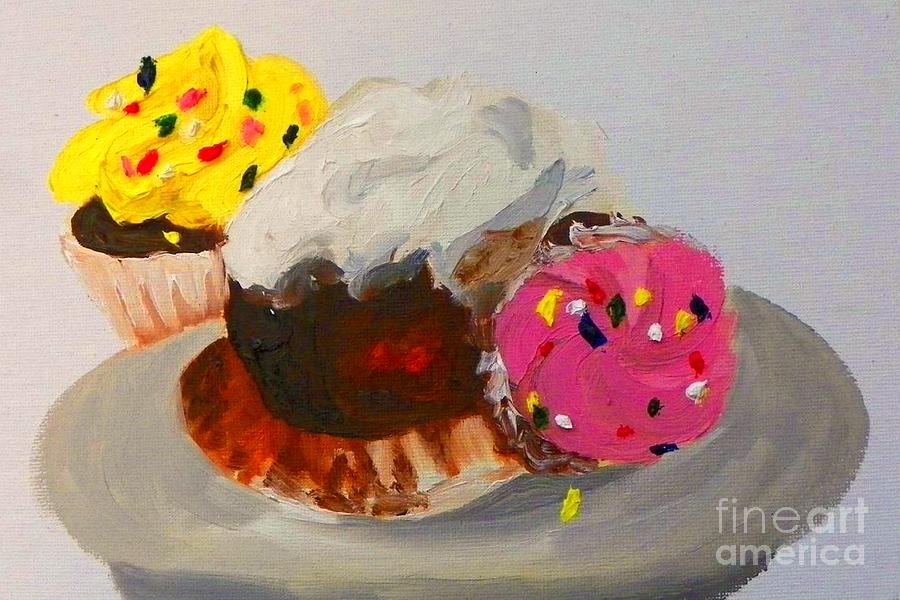 Cupcakes Painting by Marisela Mungia
