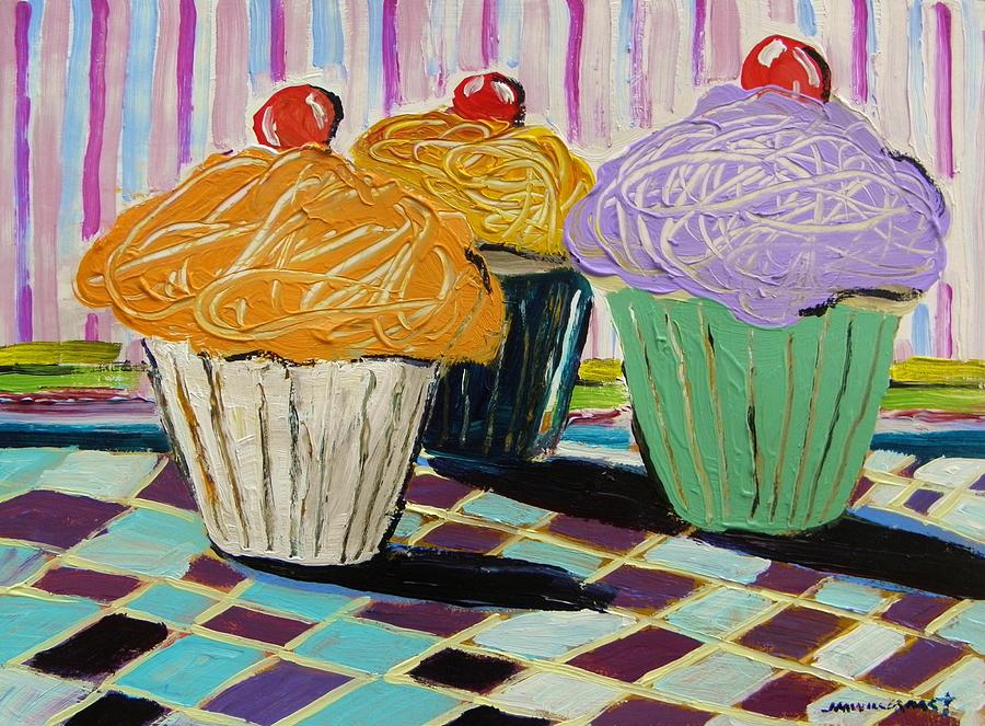 Cupcakes on Mosaic Painting by John Williams