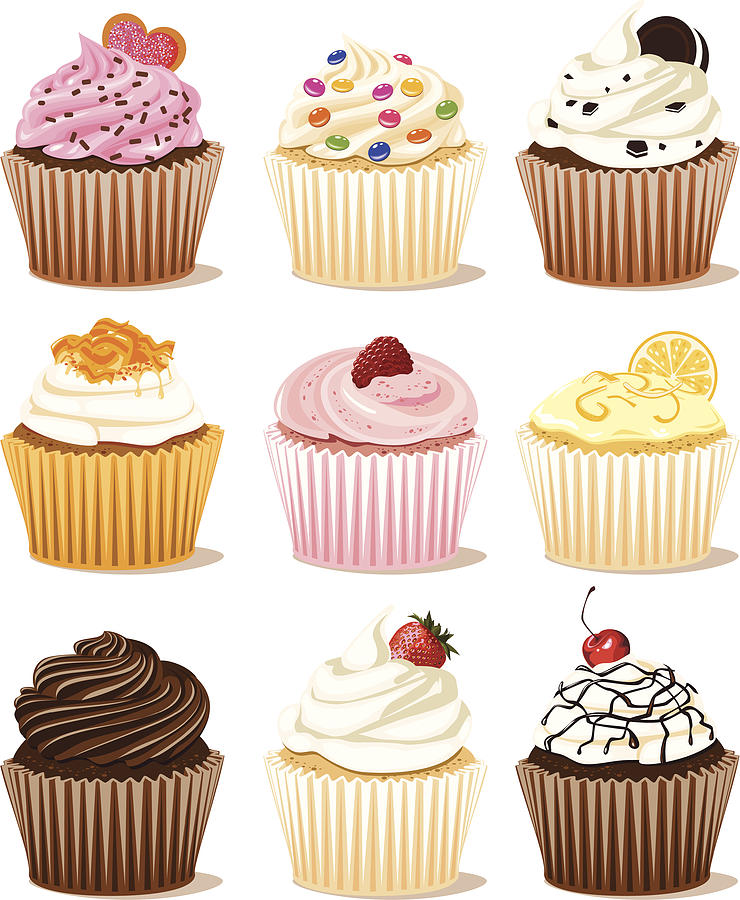 Cupcakes Drawing by Vivcard