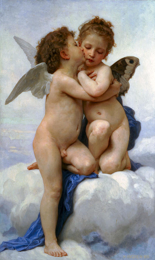 Cupid and Psych as Children Digital Art by William Bouguereau