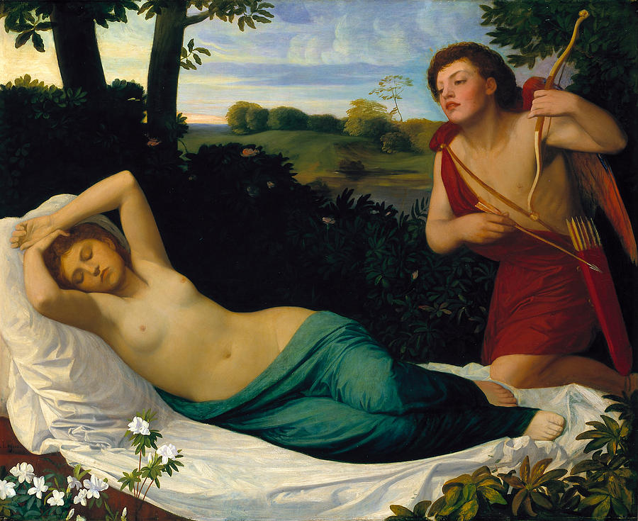Cupid and Psyche Painting by Alphonse Legros