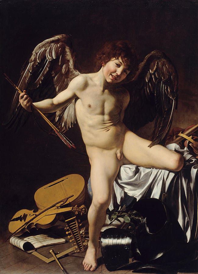 Caravaggio Painting - Cupid as Victor by Caravaggio