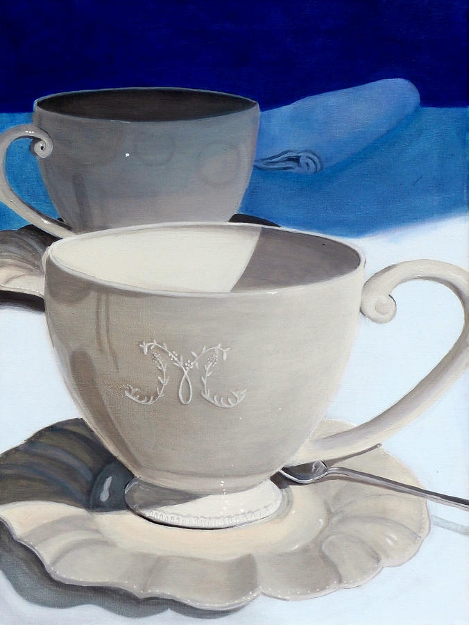 Coffee Painting - Cups of Coffee in a Quiet Room by Karyn Robinson