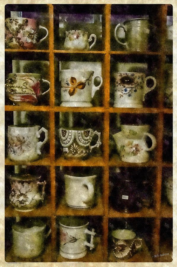 Cups On Display in Digital Watercolor Photograph by Mick Anderson