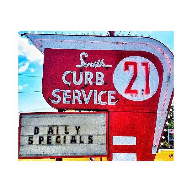 Sign Photograph - Curb Service by Deana Graham