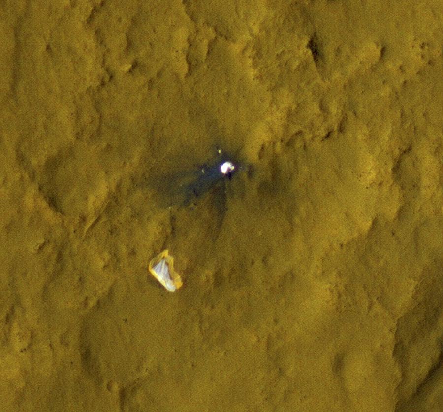 Space Photograph - Curiosity debris on Mars, satellite by Science Photo Library