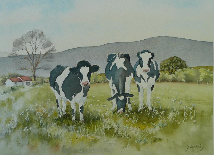 Curious Cows Painting by Jo Appleby