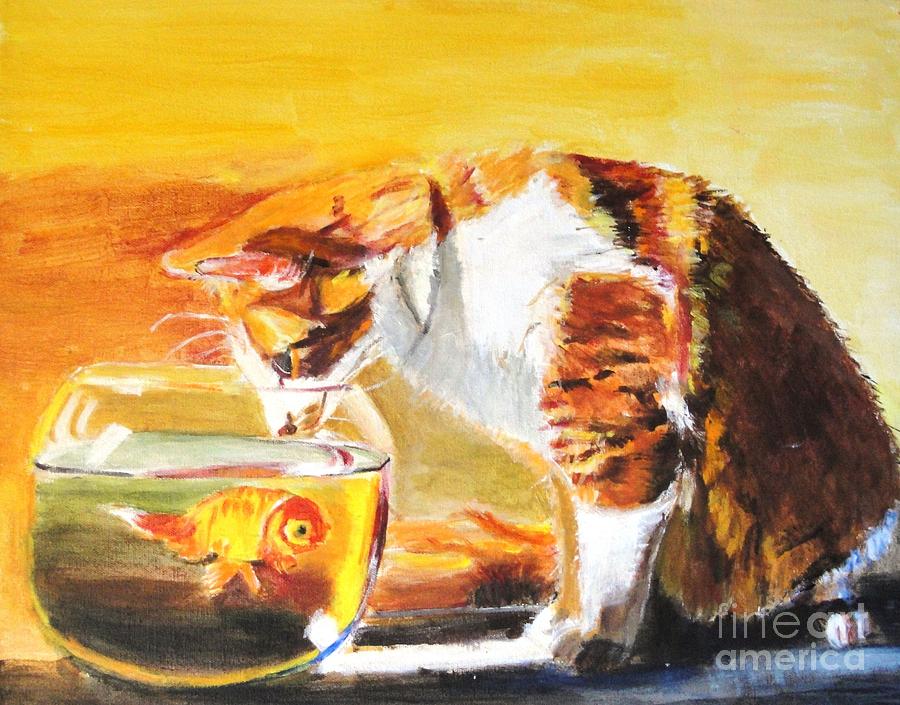 Curious Kitty Painting by Judy Kay
